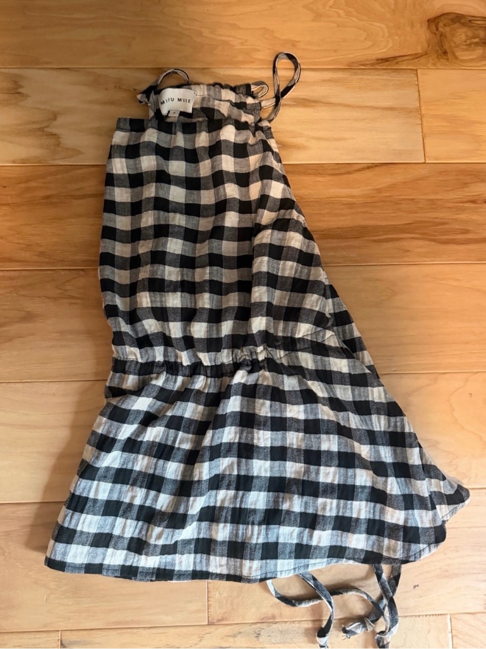 Gingham Drawstring Tank - Picture 2 of 6
